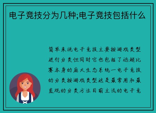 电子竞技分为几种;电子竞技包括什么